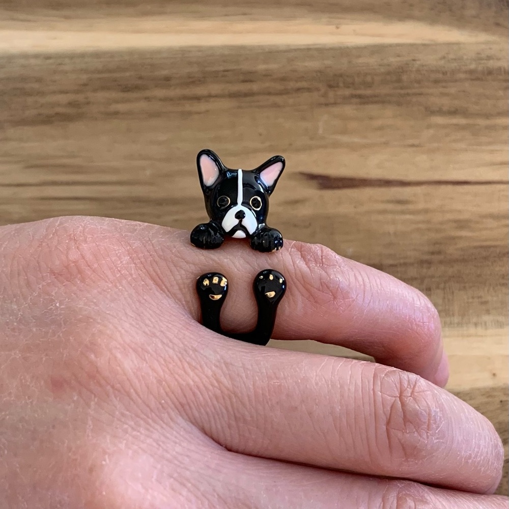 Kate Spade enamel French bulldog puppy ring size 5.5 NWOT